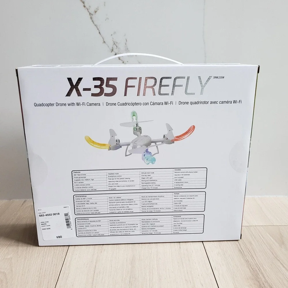 Sky Rider X-35 Firefly Ready To Fly Drone Wi-Fi Camera White LED RC Quadcopter